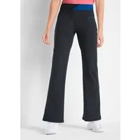 bonprix Sporthose aus Baumwoll-Stretch, Bootcut, Slim fit, Kontrastdetail am Bund