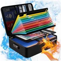 Mutig Dokumententasche Feuerfeste Dokumentenbox, Dokumententasche handtasche (mit 7 Fächer & 16 Kartenfächer Tragbare Aktentasche Zuhause und Büro, Wasserfeste Dokumenten-Organizer, 5200°F A4, Etiketten), für Büro,im Auto, im Safe oder,sondern auch a