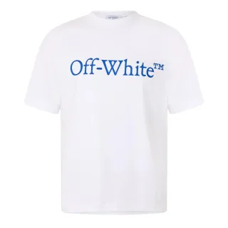 Off White - T-Shirt für Herren/Damen Unisex, Baumwolle, Regulär (Weiß/wahres Blau)