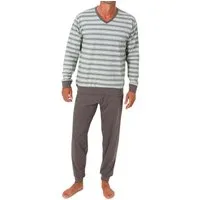 Normann Pyjama Normann Herren langarm Pyjama mit Bündchen in eleganter Streifenoptik