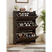 FiveWillowise Schuhschrank Schmal, Schuhkipper Schuhregal Schuhkommode, Schuhaufbewahrung (1-St) mit Lamellentür, 3 Klappen, und 6 Verstellbar Ablageflächen