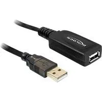 USB 2.0 Aktivverlängerungskabel, USB-A Stecker > USB-A Buchse schwarz, 20 Meter