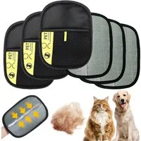 Mutig Fellpflegehandschuh 6 Stück Pet Hair Remover Katzenhandschuh, Katze Pet Grooming Gloves, Doppelseitige Fellhandschuhe, (Antistatische Handschuhe für Katzen und Hunde), für Waschen Enthaaren, Reinigung von Teppichen Sofas