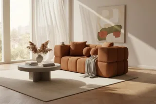 Sofa Designersofa VEGA 2-Sitzer in Stoff Egon Rostbraun