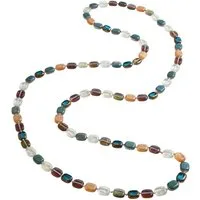 KARMA Lange Kette Halskette bunt 120 cm Damen Natursteine Kristalle (mehrfarbig, modern Geschenk für Frauen), Pulloverkette Damenhalskette