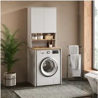 Vicco Waschmaschinenumbauschrank Viktor, Weiß/Artisan, 68 x 88.2 cm 2 Teile mit Regal (1-St)