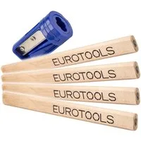EUROTOOLS Bleistift Zimmermannsbleistifte 175 mm, 4 Stück, mit Spezialanspitzer