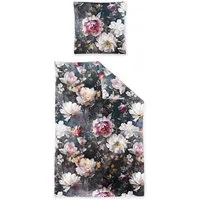 Irisette Bettwäsche Irisette Mako Satin Bettwäsche Wave 8574-90 Blumen Rosa Grau 135x200, Mako Satin, 2 teilig, Verdeckter Qualitäts-Reißverschluss