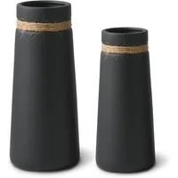 flature Tischvase Keramik Vase 2er-Set Boho Style - für Pampasgras und Blumen