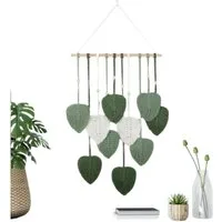 Blusmart Wandteppich Gewebter, handgefertigter Wandteppich, Höhe: 90 mm, Wandbehang mit Blattmotiv aus Baumwollseil