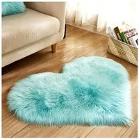 Sunicol Hochflor-Teppich Kunstfell Herz Teppich, Weich Plüsch, Flauschig Fußmatte Badematte, Herzform 30cm*40cm, Waschbar Weicher Shaggy Flauschige Langflor Badteppich