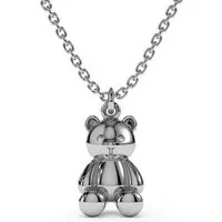 Runde Perlé Kette mit Anhänger Mini Teddybär, minimalistische Halskette, 925er Silber, 18K Gold