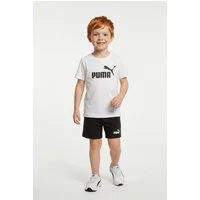 PUMA Trainingsanzug ESS NO1 LOGO TEE AND SHORTS SET PS (2-tlg), zweiteiliges Set, T-Shirt mit geripptem Rundhalsausschnitt