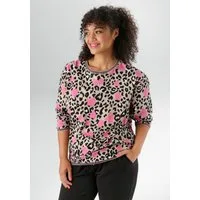 Aniston PLUS Sweatshirt mit großflächigem, farbenfrohem Leoblumendruck