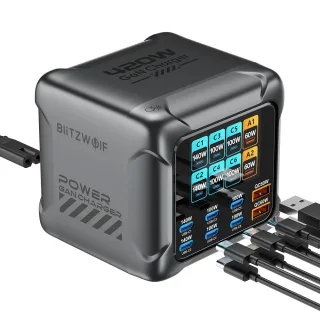 [GaN Tech] Blitzwolf® BW-S33 420W 8 Ports USB PD Charger 6USB-C+2USB-A QC PD Digital Display Fast Charging Desktop Charg