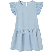 vertbaudet Minikleid Jeanskleid mit bestickten Ärmeln Mädchen