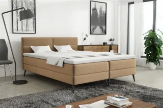 Boxspringbett Schlafzimmerbett CORDOBA 180x200cm Stoff Monolith Beige
