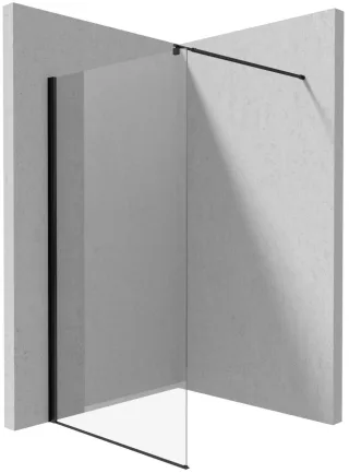 Neuesbad Walk-In Dusche Wand, Weißglas transparent mit Abdeckung, Schwarz, 110 cm NB1DEKTSN31P1