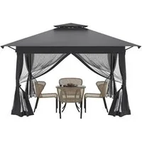 FIVMEN Partyzelt Gartenpavillon Pop Up Pavillon 3.6x3.6m, 3-Stufen Höhenverstellbar