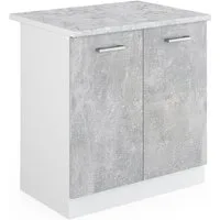 Vicco Unterschrank R-Line, Beton/Weiß, 80 cm, AP Marmor (1-St)