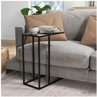 HOMCOM Beistelltisch Nachttisch mit Stahlgestell, Laptoptisch (Wohnzimmertisch, 1-St., Couchtisch), Schwarz, 46 x 26 x 60 cm