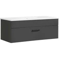 welltime Waschtisch Trento Light mit Keramik-Auflagebecken, 1 feste Blende und 1 Auszug, Breite: 101cm, Anthrazit Matt