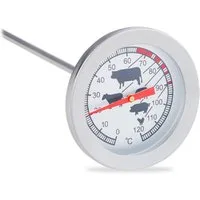 relaxdays Grillthermometer Analoges Edelstahl Einstichthermometer, 1-tlg.