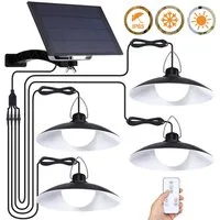 Rosnek LED Solarleuchte für Innen & Außen Hängend, Solar Hängelampe Outdoor mit Fernbedienung, Warmweiß, Kaltweiß, IP65 Wasserdicht, Dimmbare/Timer solarlampe mit 1-4 Lampen, 3M Kabel