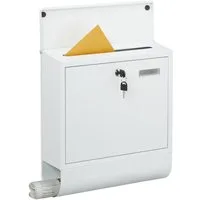 relaxdays Briefkasten mit Zeitungsfach (1-St), weiß