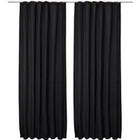 Beautissu Vorhang 2er Set Thermovorhang Gardine Schwarz Amelie TK, 140x245cm, Vorhang isolierend Kälte- & Hitzeschutz Universalband Verdunkelnd