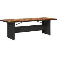 vidaXL Gartentisch Gartentisch mit Holzplatte Schwarz 240x90x75 cm Poly Rattan (1-St)