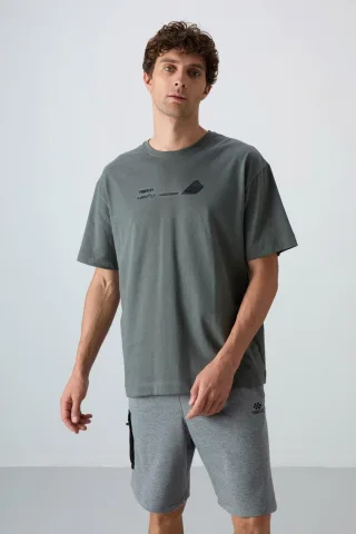 Oversized Baumwoll-Polyester Rundhalsausschnitt T-Shirt