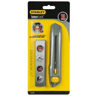 STANLEY Cutter Interlock mit fünf Carbide Ersatzklingen 18 mm - 7-10-018