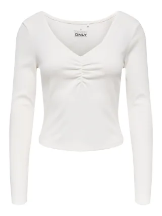 ONLY - ONLBETTY L/S SCALLOP V-NECK CC JRS Cloud Dancer - Gr. - M