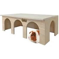ELMATO Nagerhaus Elmato 10559 Meerschweinbahnhof Nagerhaus Holzhaus Hasen, 45x25x16cm