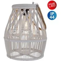 näve LED Solarleuchte Korbinian, Tageslichtsensor, LED fest integriert, Warmweiß, Korbleuchte (Rattan) weiß mit LED Birne warmweiß, inkl. Akku, H: 34cm