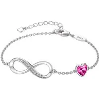 S&T Design Silberarmband Infinity Armband Damen 925 Sterling Silber Unendlichkeit Herz (Echt Silber, inkl. Verpackung), Verstellbares Armband – Geschenk für Frau, Freundin & Mutter