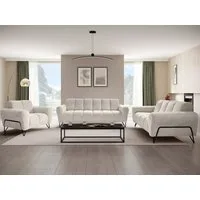 Beautysofa Polstergarnitur VOLARE mit Metallbeine in Schwarz, 3-Sitzer Sofa +2-Sitzer Sofa + Sessel