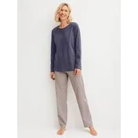 CALIDA Schlafanzug Blooming Nights (2 tlg) Streifen-Design, Single Jersey Qualität, Rundhals, Langarm, weich