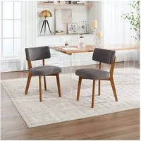 BBWL Esszimmerstuhl 2er Set Leinen Polster Massivholz Küchenstühle modern, Mid Century Esszimmerstühle ergonomisch für Esszimmer Büro