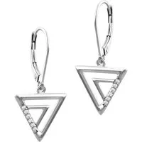 SilberDream Paar Ohrhänger SilberDream weiß Dreiecke Ohrringe (Ohrhänger), Damen Ohrhänger Dreiecke aus 925 Sterling Silber, Farbe: silber, weiß