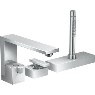 hansgrohe Axor Edge 3-Loch-Wannenarmatur 46431000 chrom, Diamantschliff, Wannenrandmontage, Ausladung 210mm