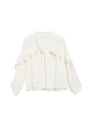 comma - Bluse mit Rüschen beige - Gr. - 44