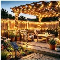 Salcar LED Solarleuchte LED Lichterkette Außen Solar Gartenleuchte Terrasse Balkon Party, 10,75m 240er LED mit Fernbedienung, 13 Modi, Wasserdichte