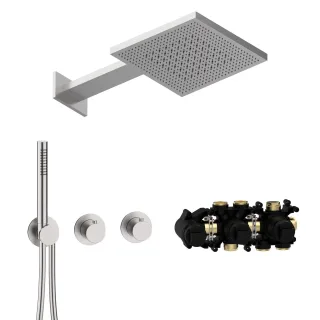 Herzbach MODUL7 Thermostat-Set T-TF2 TWIN FLOW Edelstahl, 70.703721.1.09 70.703721.1.09