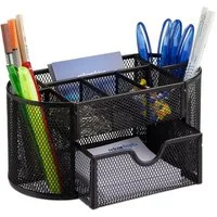 relaxdays Organizer Schreibtischorganizer mit Stifthaltern, schwarz