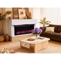 HOMAVO Elektrokamin mit Schrank, 36", 1000/2000W Heizung, 3D-Flammeneffekt, Schrankgröße: 117 x 20 x 95,5 cm, LED-Leiste, Fernbedienung