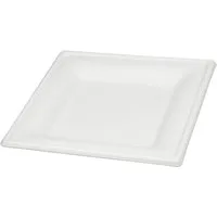 wisefood Einwegteller Bagasse Teller - 16cm (quadratisch, weiß), (200 St)