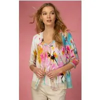 Passioni Cardigan Twinset mit Aquarell-Blumenmustern