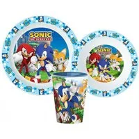 Sonic The Hedgehog Kindergeschirr-Set Sonic the Hedgehog Kinder Geschirr-Set 3 teilig Becher Teller Schüssel (3-tlg), 1 Personen